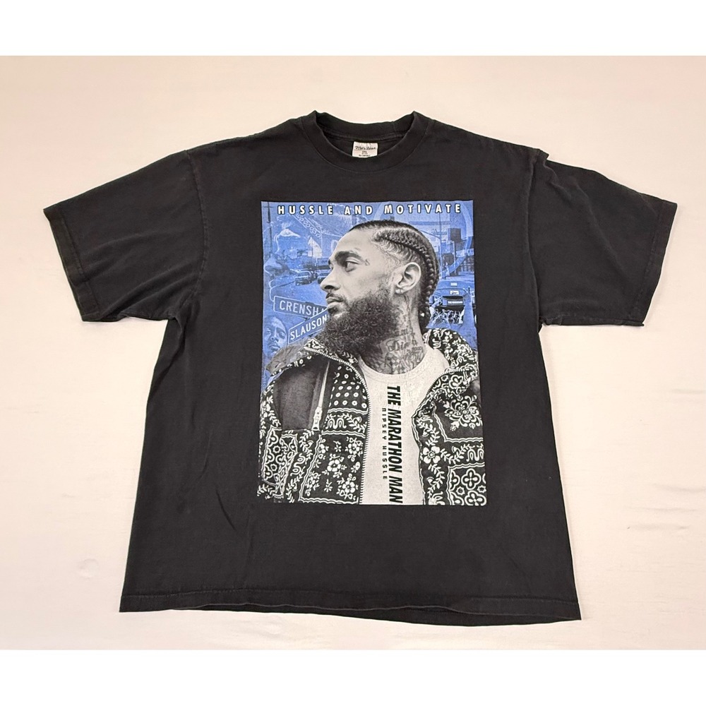Shaka Wear Nipsey Hussle The Marathon Man Heavyweight T-Shirt‎ Mens 2XL Black
